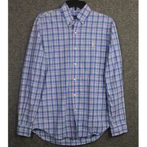 Polo Ralph Lauren Dress Shirt Mens Small Multi Color Plaid Cotton Button Up